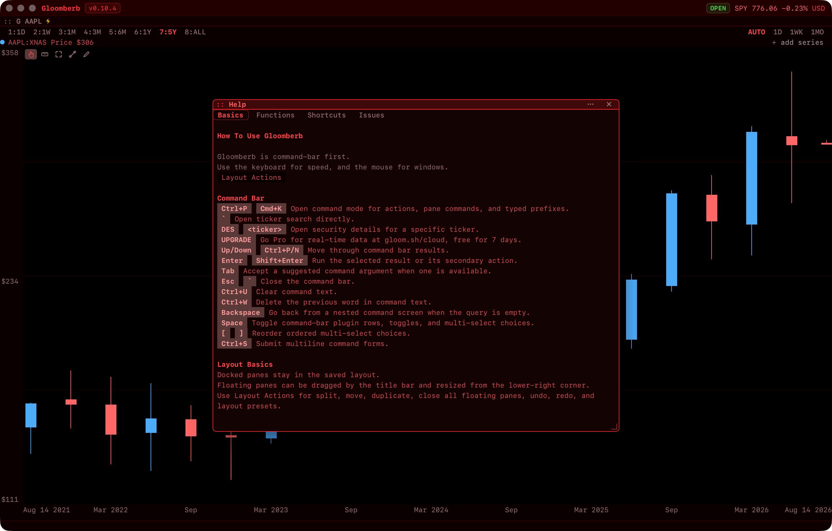 The in-app Help window